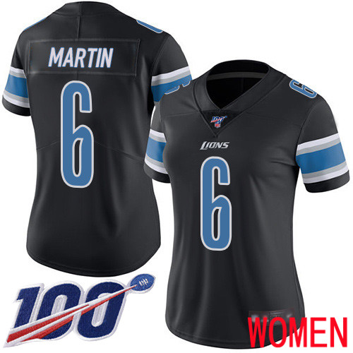 Detroit Lions Limited Black Women Sam Martin Jersey NFL Football #6 100th Season Rush Vapor Untouchable->women nfl jersey->Women Jersey